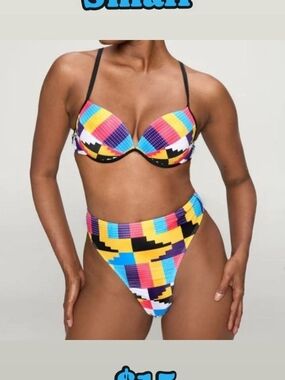 Women’s Multicolor Geometric High-Waist Bikini